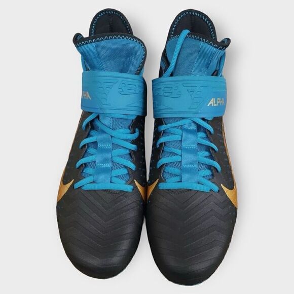 Nike Alpha Menace Pro 2 Football Cleats Teal Black Gold BV3945-403 Mens size 13 - Picture 3 of 8